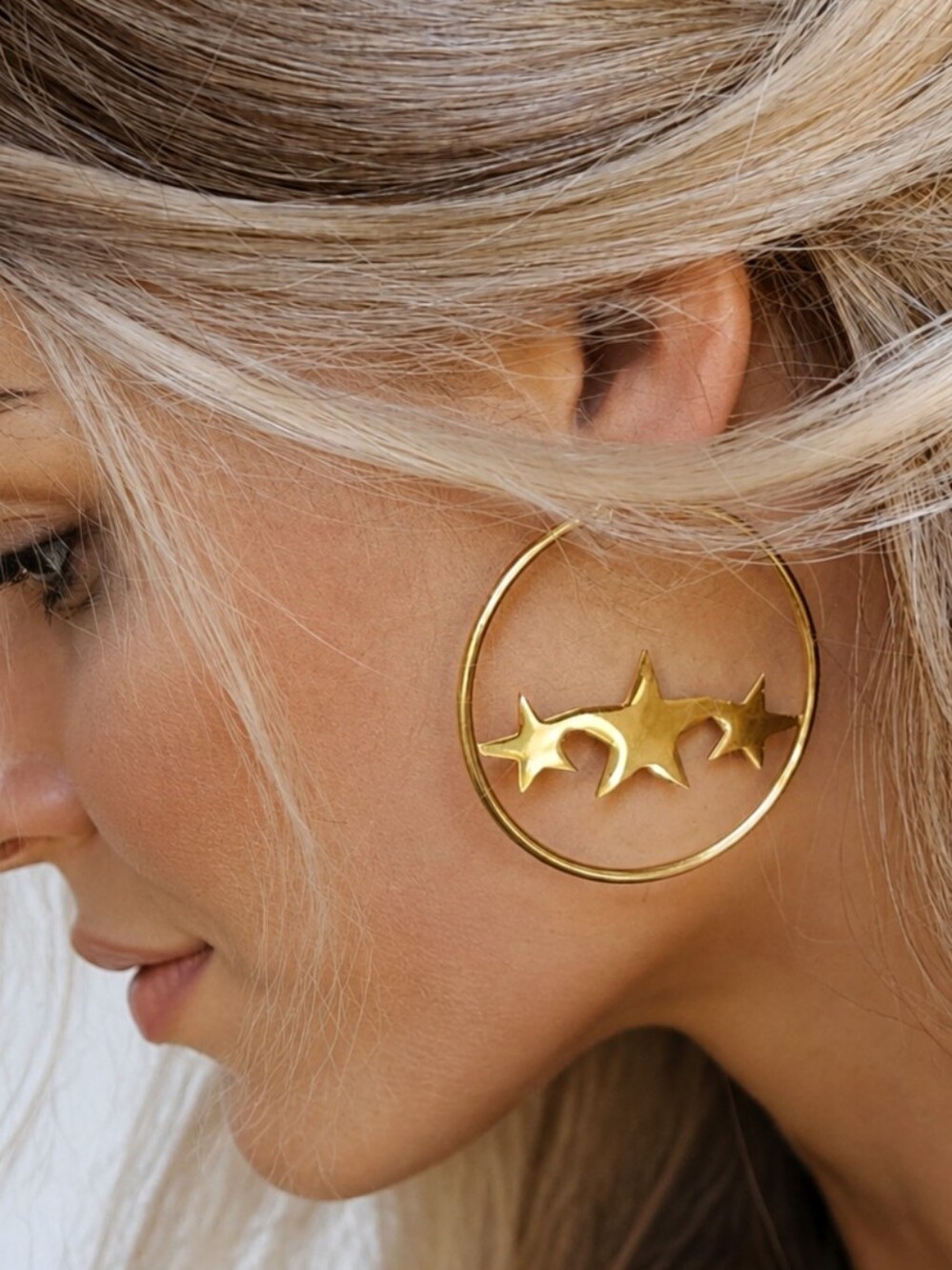 FP Jewelery Star Designer Miansai Cardinal 14k Gold Plated Hoops Earrings